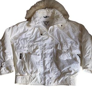 VTG TYROLIA SKIWEAR by HEAD Cream Women’s 6 Ski Jacket Detachable Faux Fur Hood